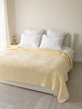 Покрывало 200x220см DE'NASTIA вафельное молочный хлопок 000000000001228487