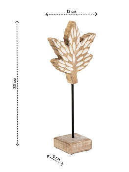 Декоративная фигурка DE'NASTIA 12х6х30см лист Клёна белый дерево манго 000000000001229659