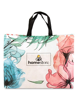 Сумка для покупок 47х36х10см HS цветы до 10кг белый пластик 000000000001227568