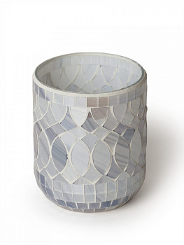 Стакан для зубных щеток 250мл 7,4x7,4x9см DE'NASTIA мозаика мрамор-серый графит стекло 000000000001229621