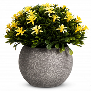 Цветок искусственный растение Мелкие цветы 13см желтые в горшке 000000000001218486