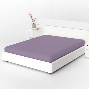 Простыня на резинке 180х200х25см LUCKY сиреневая/лиловая поплин хлопок 100% 000000000001216633