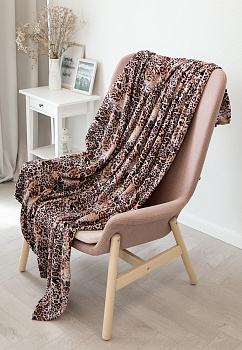 Плед 150х200см LUCKY Animal Лео2 бежевый/коричневый полиэстер 000000000001213567