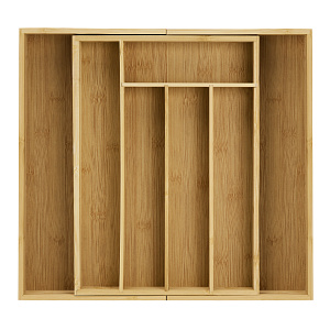 Лоток для столовых приборов 7-ми секционная 39,5х35,5см раздвижной бамбук 000000000001221637