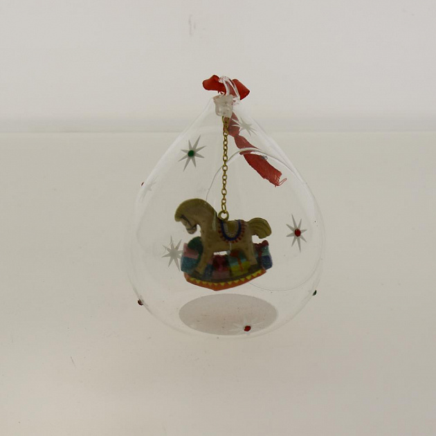 Новогоднее подвесное украшение Лошадка из стекла и полирезины / 8x7x11 см арт.78366 000000000001191397