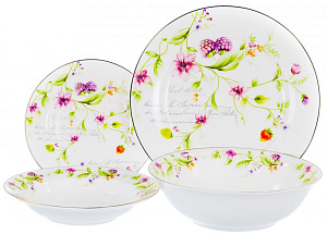 Набор столовой посуды 19 предметов BALSFORD Латона Ежевичный джаз (27см/21см/19см/салатник 23см) подарочная упаковка фарфор 000000000001183399