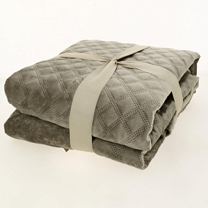 Покрывало 220x240см DeNASTIA Геометрия велюр светло-коричневый полиэстер U000261 000000000001203745