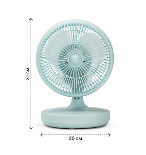 Вентилятор настольный 31х21,5х20см 2скорости 220V 50HZ 25W голубой пластик 000000000001222636