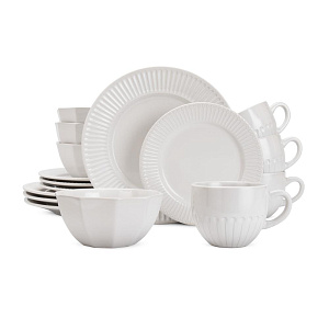 Набор столовой посуды 16 предметов (обеденная 26см-4шт/десертная 20см-4шт/салатник 600мл-4шт/кружка 400мл-4шт) белый керамика Набор столовой посуды 16 предметов (обеденная 26см-4шт/десертная 20см-4шт/салатник 600мл-4шт/кружка 400мл-4шт) белый керамика 000000000001223840