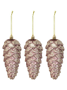 Декоративное украшение Набор 3шт 10,5см Шишки серия Бронзовая пластик 000000000001224111