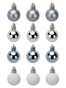 Декоративное украшение Набор шаров 12шт 3см серия Голубая микс пластик 000000000001224113