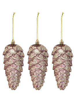 Декоративное украшение Набор 3шт 10,5см Шишки серия Бронзовая пластик 000000000001224111