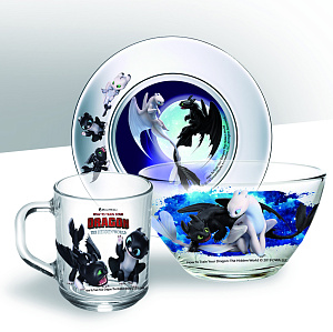 КАК ПРИРУЧИТЬ ДРАКОНА 3 Набор для завтрака 3 предмета ОСЗ стекло 000000000001186719