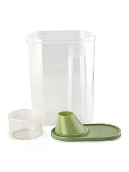 Контейнер 2,5л для сыпучих продуктов/для кормов с дозатором зеленый полипропилен 000000000001227840