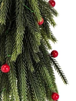 Ель искусственная 30см с красным шариком литая PE/дерево 000000000001228068