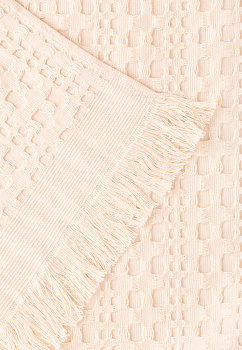 Покрывало 150x200см LUCKY вафельное с бахромой молочный хлопок 100% 000000000001212560