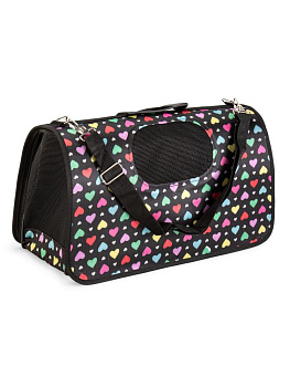 Переноска для животных 46х30х20см формованная СЕРДЕЧКИ черный 000000000001227865