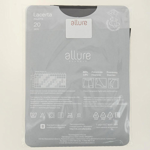Колготки женские 20ден р.4 ALLURE Лацерта Неро Классические тонкие колготки для теплого сезона с усиленной верхней частью и укрепленным мыском 000000000001204902