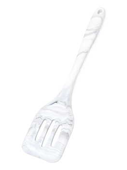 Лопатка кулинарная с прорезями 29,5x6,8см DE'NASTIA мрамор серый/белый силикон 000000000001210431