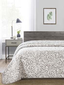 Покрывало 260х240см DE'NASTIA Барокко 3слоя коричневое рисунок1 жаккард 55%хлопок 45%полиэстер 000000000001183165