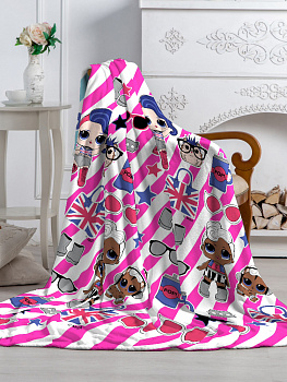 Плед 130*170 Павлинка Аэро Софт Куклы LOLполоса фуксия100%пэ,пл190г 000000000001192879