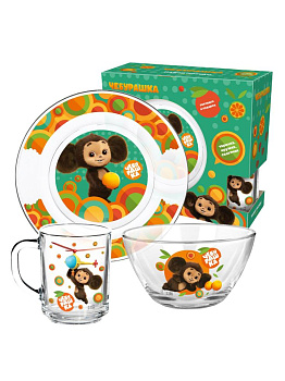 Набор детской посуды 3 предмета ND PLAY Чебурашка стекло 000000000001217875