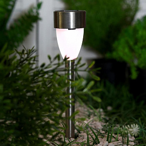 Фонарь садовый 36,5см D5,5см LUAZON LIQHTING Матовый 1 LED на солнечной батарее белый металл 000000000001211021