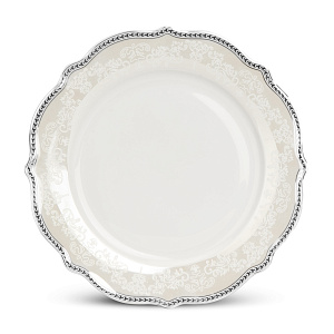 Набор столовой посуды 24 предмета Stephanie серебро (обеденная-6шт/десертная-6шт/суповая-6шт/блюдо-2шт/салатник/салфетница/набор специй) фарфор 000000000001219809