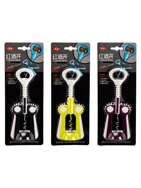 Штопор 18х7см в ассортименте нержавеющая сталь/полипропилен 000000000001229421