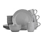 Набор столовой посуды 12 предметов полосы серый керамика