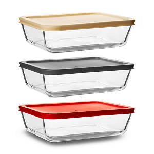 Форма для запекания 2,6л 25,3х20,4х7,8см прямоугольная цветная крышка боросиликатное стекло 000000000001217721