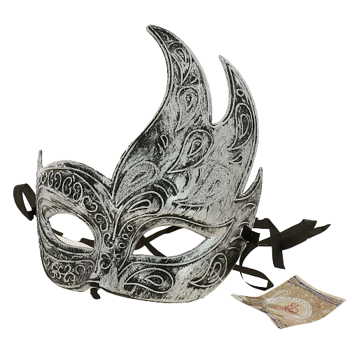 Карнавальная маска Жарптица черная из пластика (ПВХ) с атласной лентой для крепления на голове / 16х20х7см арт.75231 000000000001163344