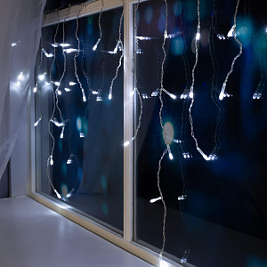 Гирлянда-Бахрома 3м 80LED LUAZON LIGHTING IP20 8 режимов 220В прозрачная нить свечение белое 000000000001207980