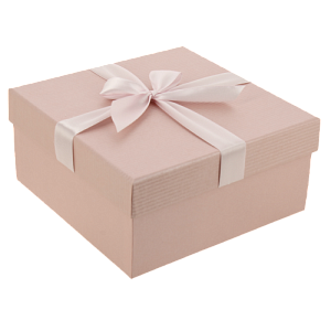 Коробка 19x19x9см подарочная с бантом розовый/розовая лента 000000000001205112