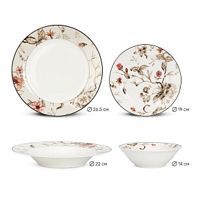Набор столовой посуды 24 предмета Flowers фарфор 000000000001221472