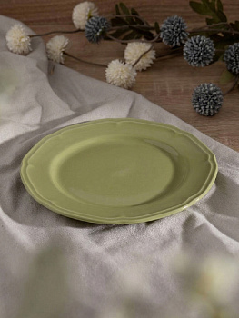 Тарелка обеденная 27,2см DE'NASTIA Provence однотон зеленый фарфор 000000000001231309