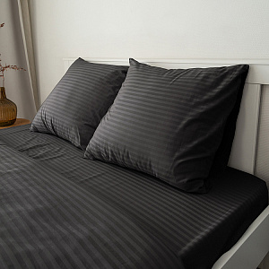 Наволочки 70x70см 2шт DE'NASTIA темно-серый страйп-сатин 1см хлопок 100% 000000000001226095