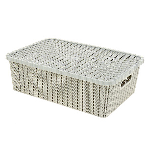 Корзина для хранения 35х24х11см с крышкой серый пластик 000000000001177324