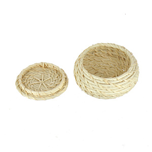 Круглая шкатулка с крышкой, 10?5.5 см, ротанг 000000000001126339