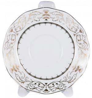 Чайная пара чашка 220мл+ блюдце, белая с золотом, подарочная упаковка,107-04029 000000000001177810