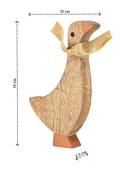 Декоративное украшение 10x2,5x14см DE'NASTIA Гусь серый дерево манго 000000000001229656