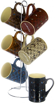 Набор кружек 6шт 380мл керамика металличейский стенд  подарочная упаковка Elrington YC-5005-GZ 000000000001197957