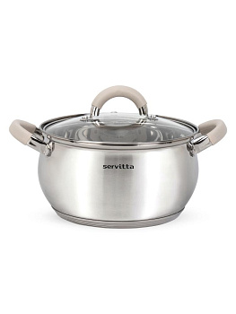 Набор посуды для приготовления 6 предметов SERVITTA Verde (ковш 1,8 л/кастрюля 2,3 л/кастрюля 3,3л) нержавеющая сталь 000000000001229037