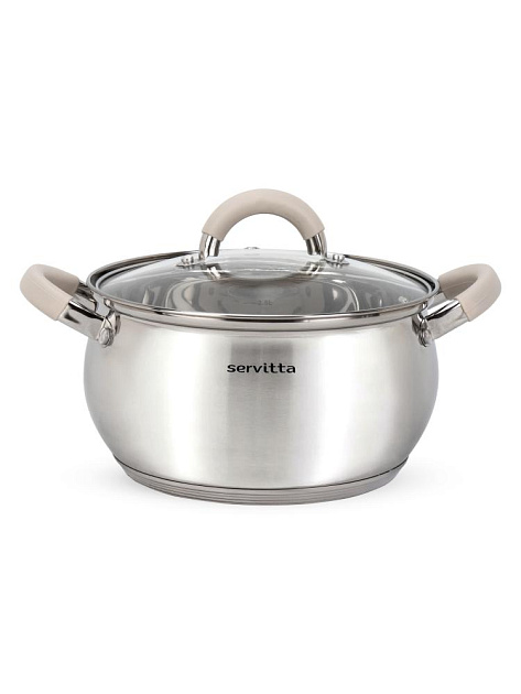 Набор посуды для приготовления 6 предметов SERVITTA Verde (ковш 1,8 л/кастрюля 2,3 л/кастрюля 3,3л) нержавеющая сталь 000000000001229037