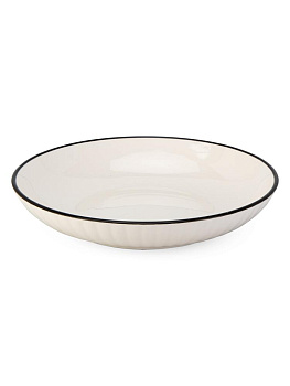 Тарелка десертная 20см черная кайма керамика 000000000001227219