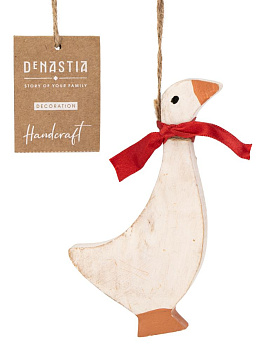 Декоративное украшение 10x2,5x14см DE'NASTIA Гусь белый дерево манго 000000000001229657