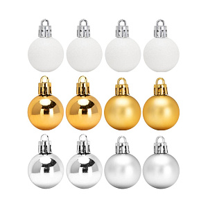 Декоративное украшение Набор шаров 12шт 3см серия Золотая микс пластик 000000000001224099