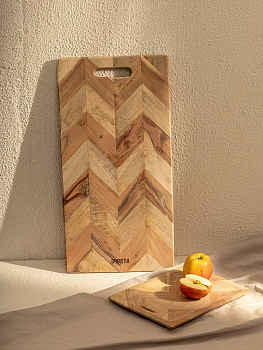 Доска разделочная 50x25x1,5см DE'NASTIA зигзаг акация+манго 000000000001221814