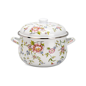 Набор кастрюль 5шт 18см-2,5л/20см-3,5л/22см-4,5л/24см-5,5л/26см-6,5л Розы эмаль 000000000001223936