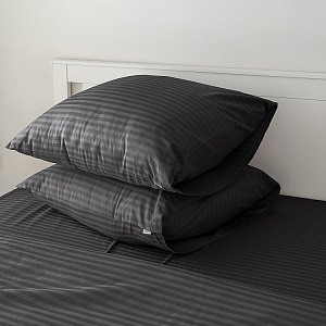 Наволочки 70x70см 2шт DE'NASTIA темно-серый страйп-сатин 1см хлопок 100% 000000000001226095